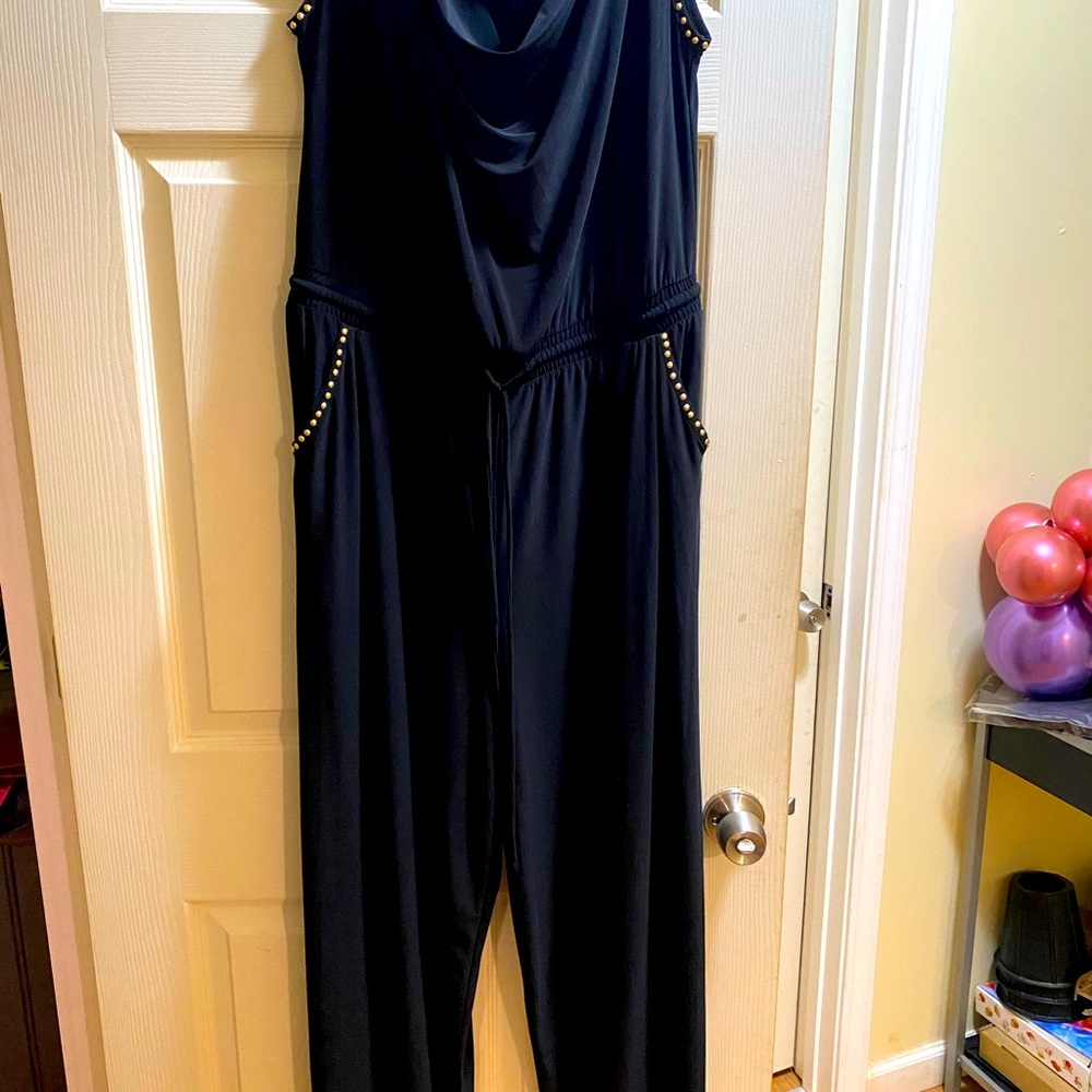 Black sleeveless jumpsuit